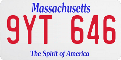 MA license plate 9YT646