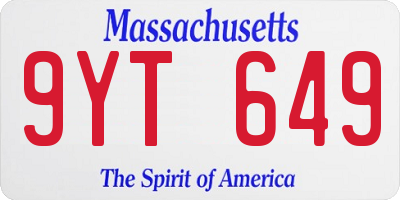 MA license plate 9YT649