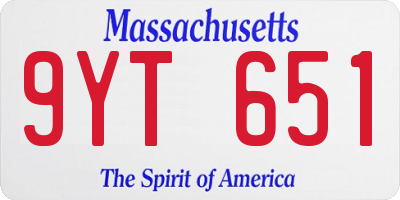 MA license plate 9YT651