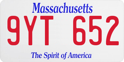 MA license plate 9YT652