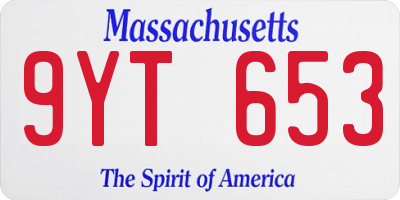MA license plate 9YT653