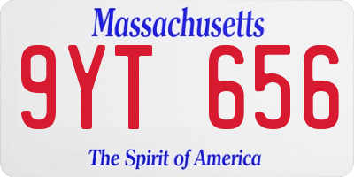 MA license plate 9YT656