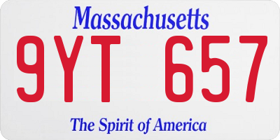 MA license plate 9YT657