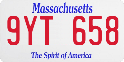 MA license plate 9YT658