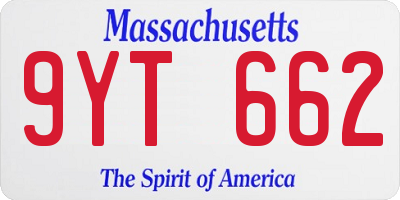 MA license plate 9YT662