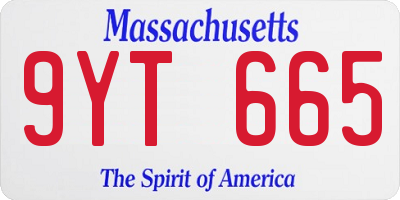 MA license plate 9YT665