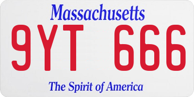 MA license plate 9YT666
