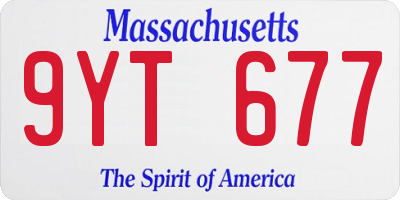 MA license plate 9YT677