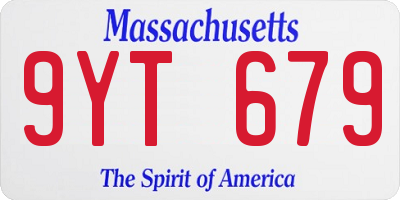 MA license plate 9YT679