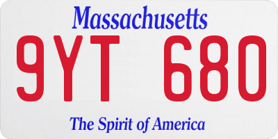 MA license plate 9YT680