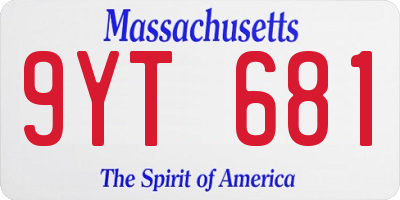 MA license plate 9YT681