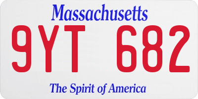 MA license plate 9YT682