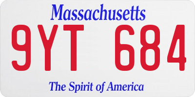 MA license plate 9YT684