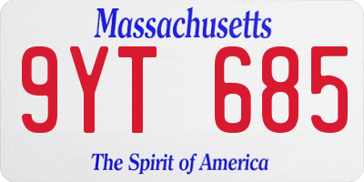 MA license plate 9YT685