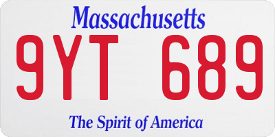MA license plate 9YT689
