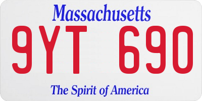 MA license plate 9YT690