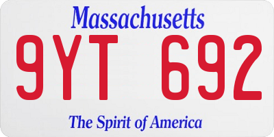 MA license plate 9YT692