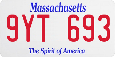 MA license plate 9YT693