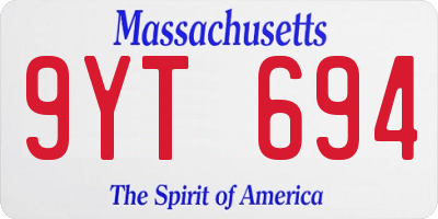 MA license plate 9YT694