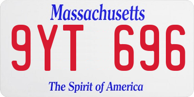 MA license plate 9YT696