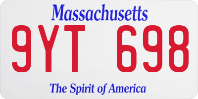 MA license plate 9YT698