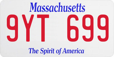MA license plate 9YT699