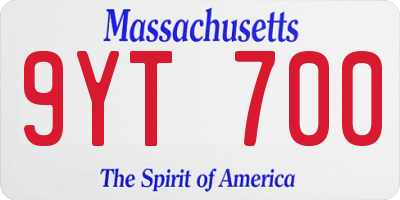 MA license plate 9YT700