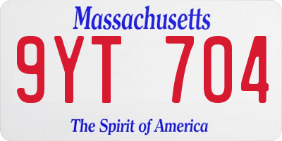 MA license plate 9YT704