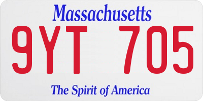 MA license plate 9YT705