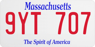 MA license plate 9YT707