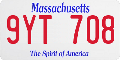 MA license plate 9YT708