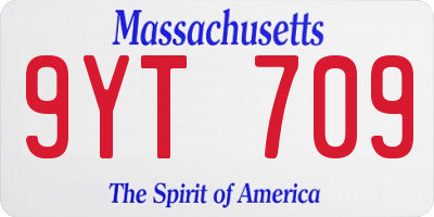MA license plate 9YT709