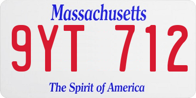 MA license plate 9YT712