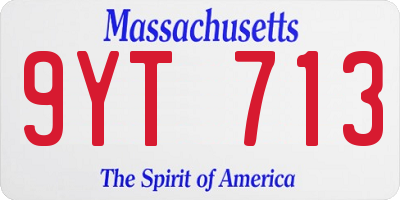 MA license plate 9YT713