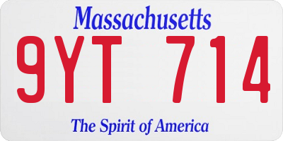 MA license plate 9YT714