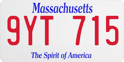 MA license plate 9YT715