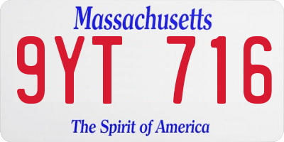 MA license plate 9YT716