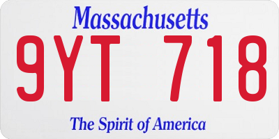 MA license plate 9YT718