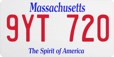 MA license plate 9YT720