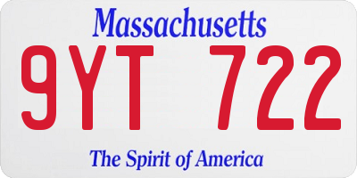 MA license plate 9YT722