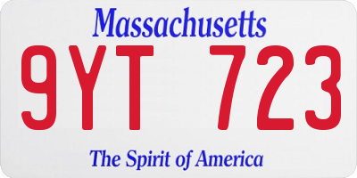 MA license plate 9YT723