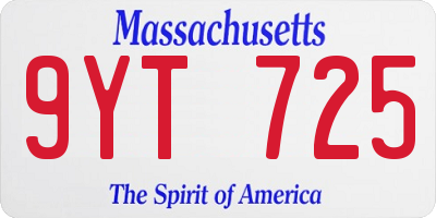 MA license plate 9YT725