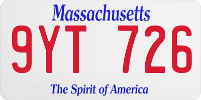 MA license plate 9YT726