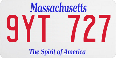 MA license plate 9YT727