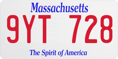 MA license plate 9YT728
