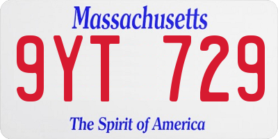 MA license plate 9YT729