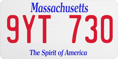 MA license plate 9YT730