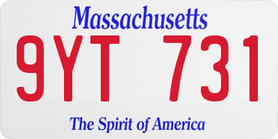 MA license plate 9YT731