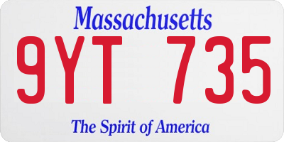 MA license plate 9YT735