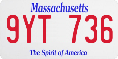 MA license plate 9YT736